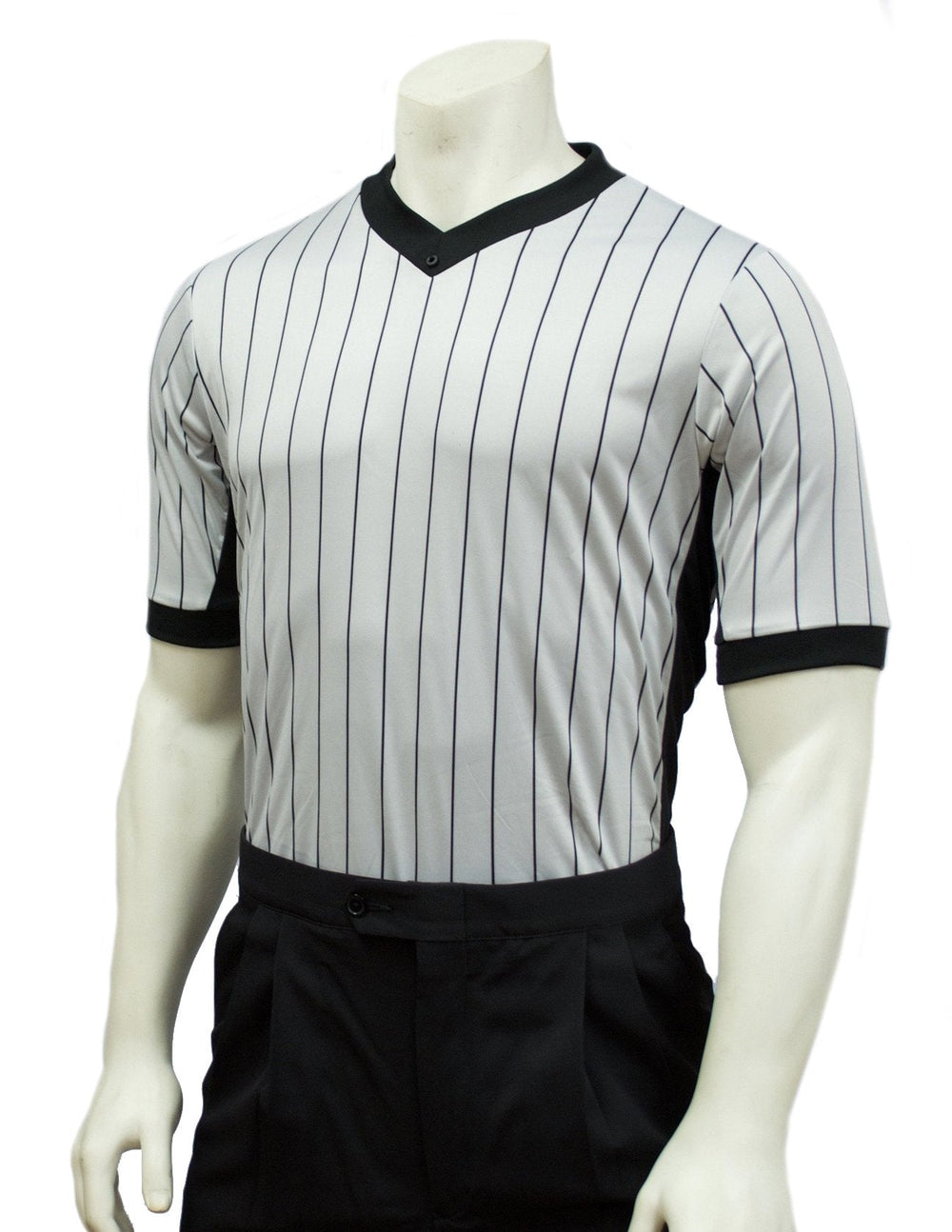 Smitty Grey Elite Performance Interlock V-Neck Shirt w/ Black Pinstripe and Side Panel